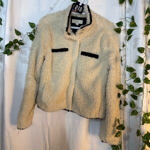 Thread & Supply Cream Sherpa Jacket with Black Trim